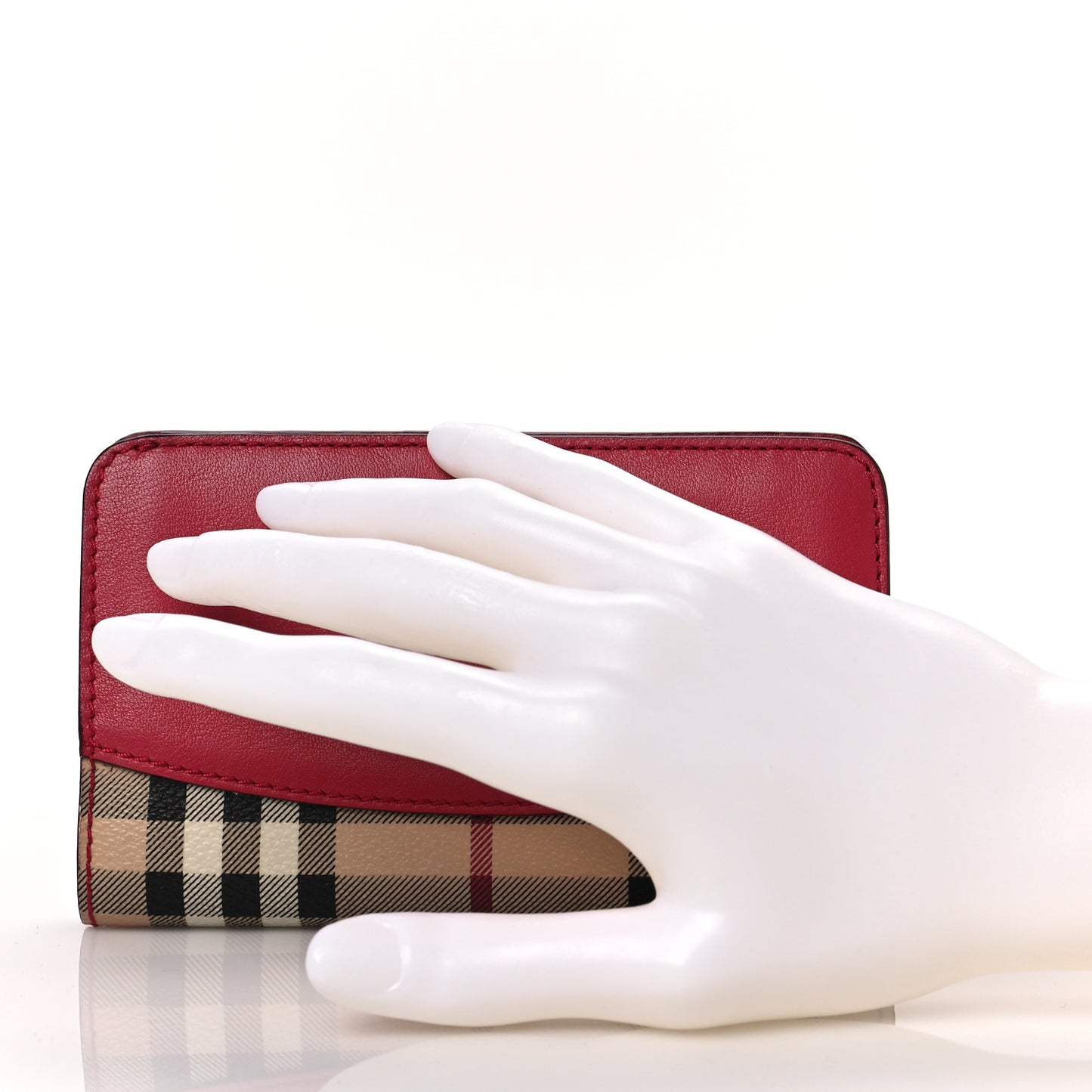 Haymarket Check Leather Zip Around Wallet Red