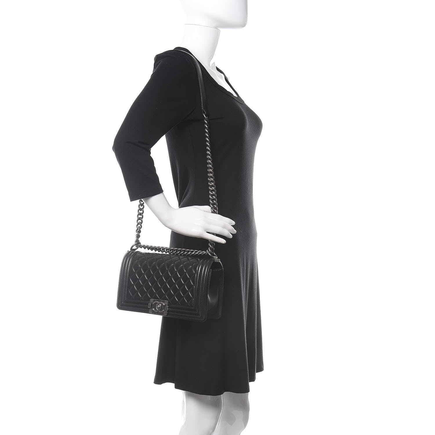 Chanel Lambskin Quilted Medium Boy Flap Black 2 of 12