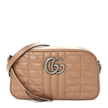 Gucci Calfskin Matelasse Aria Small GG Marmont Chain Shoulder Bag Camelia 1 of 9