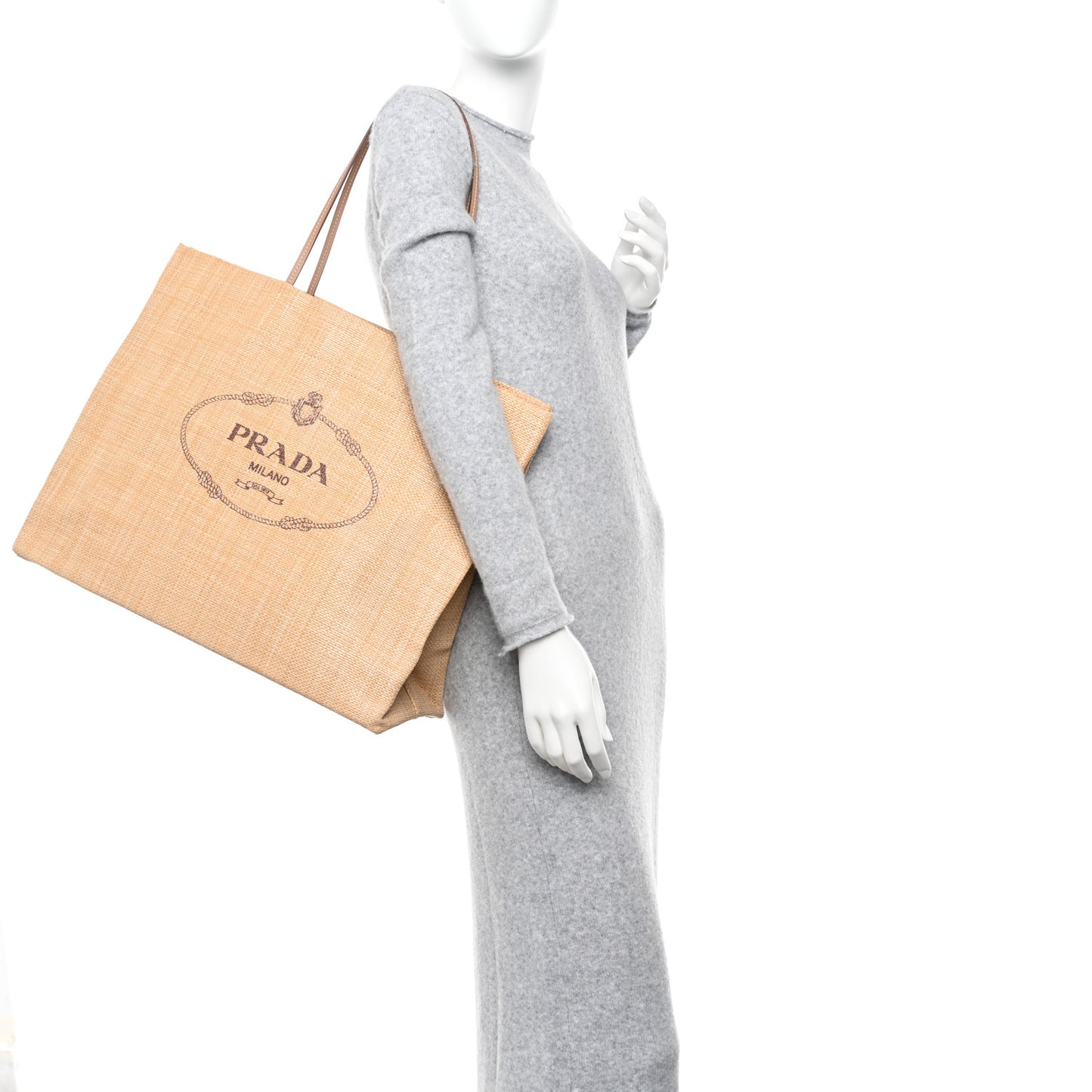 Raffia Logo Tote Naturale