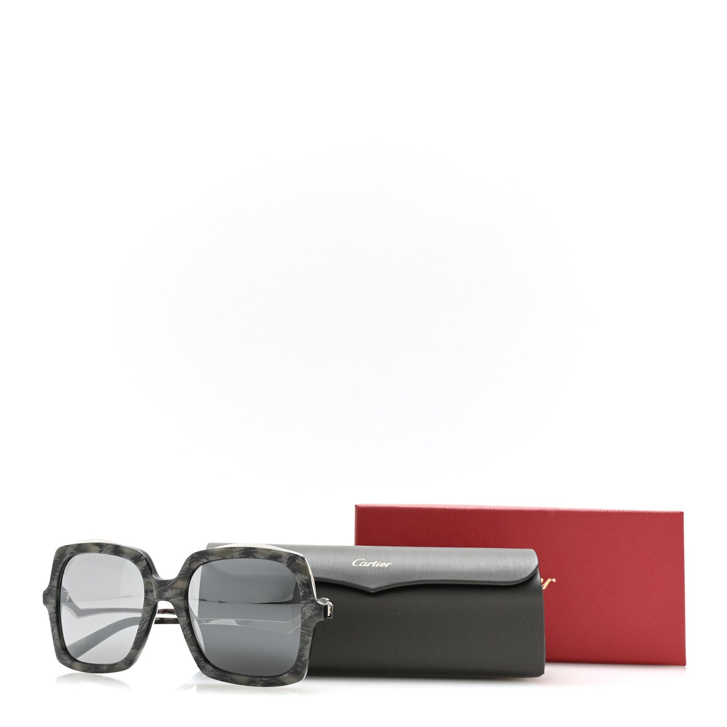 Metal Panthère de Cartier Square Sunglasses Grey