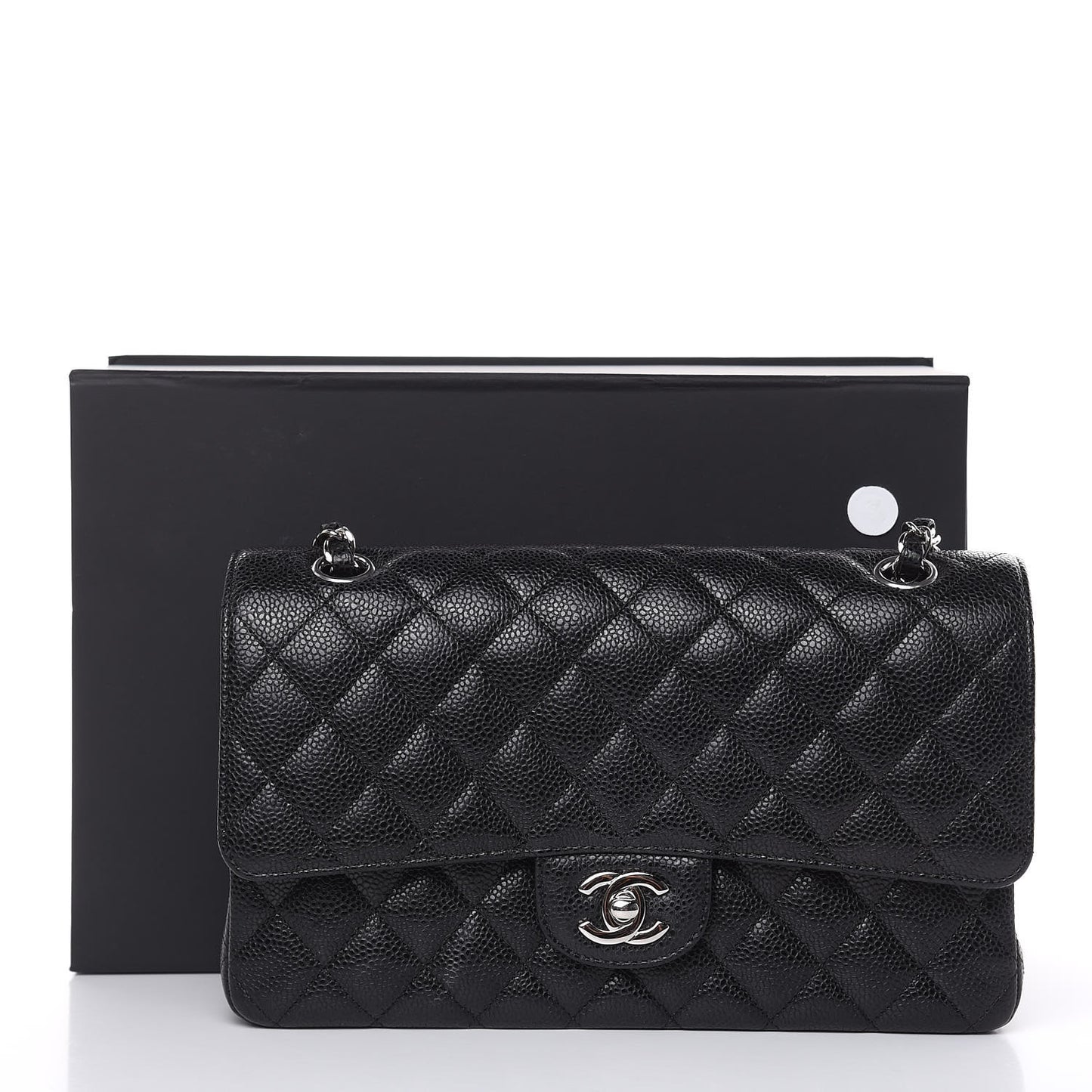 Caviar Quilted Medium Double Flap Black