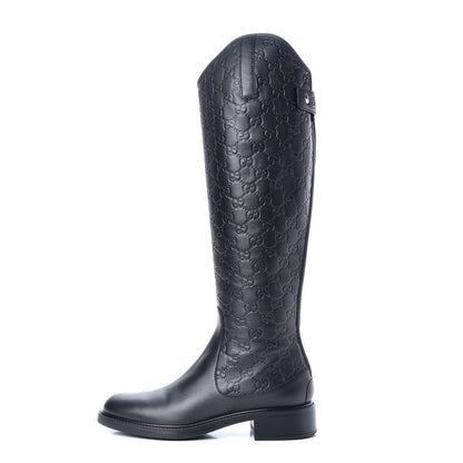 Gucci Guccissima Calfskin Miro Soft Knee High Riding Boots 39 Black 1 of 9