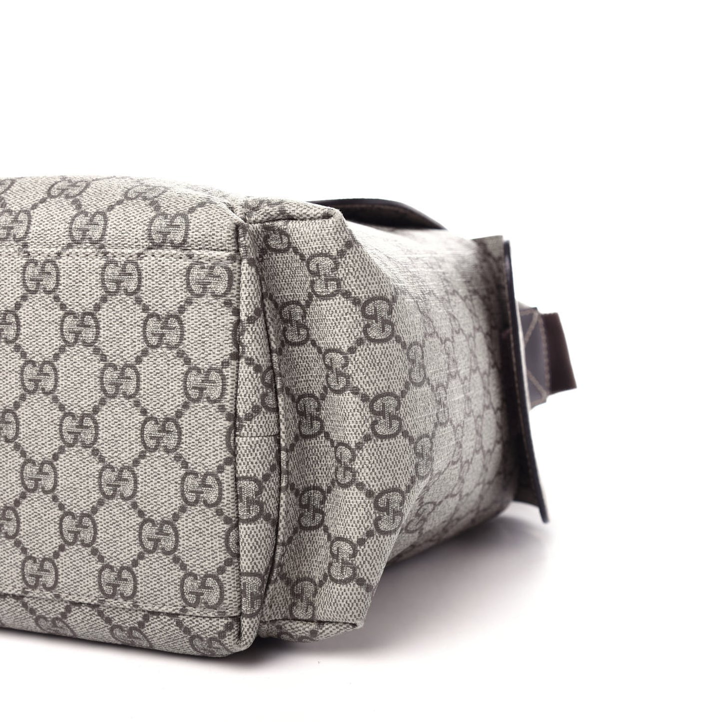 GG Supreme Monogram Selleria Calfskin Messenger Diaper Bag Beige Ebony Cocoa Dark Chocolate
