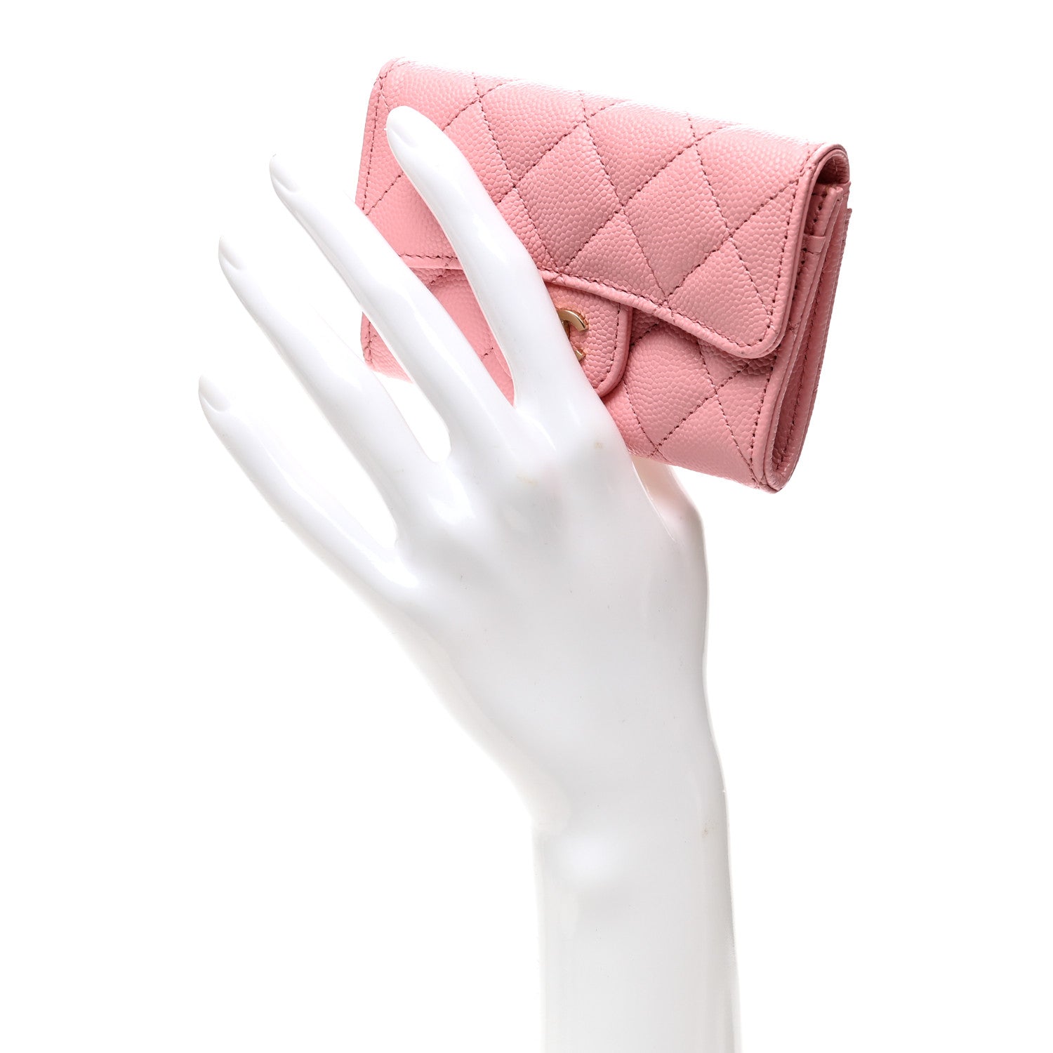 Chanel Caviar Quilted Flap Card Holder Wallet Pink 2 of 9