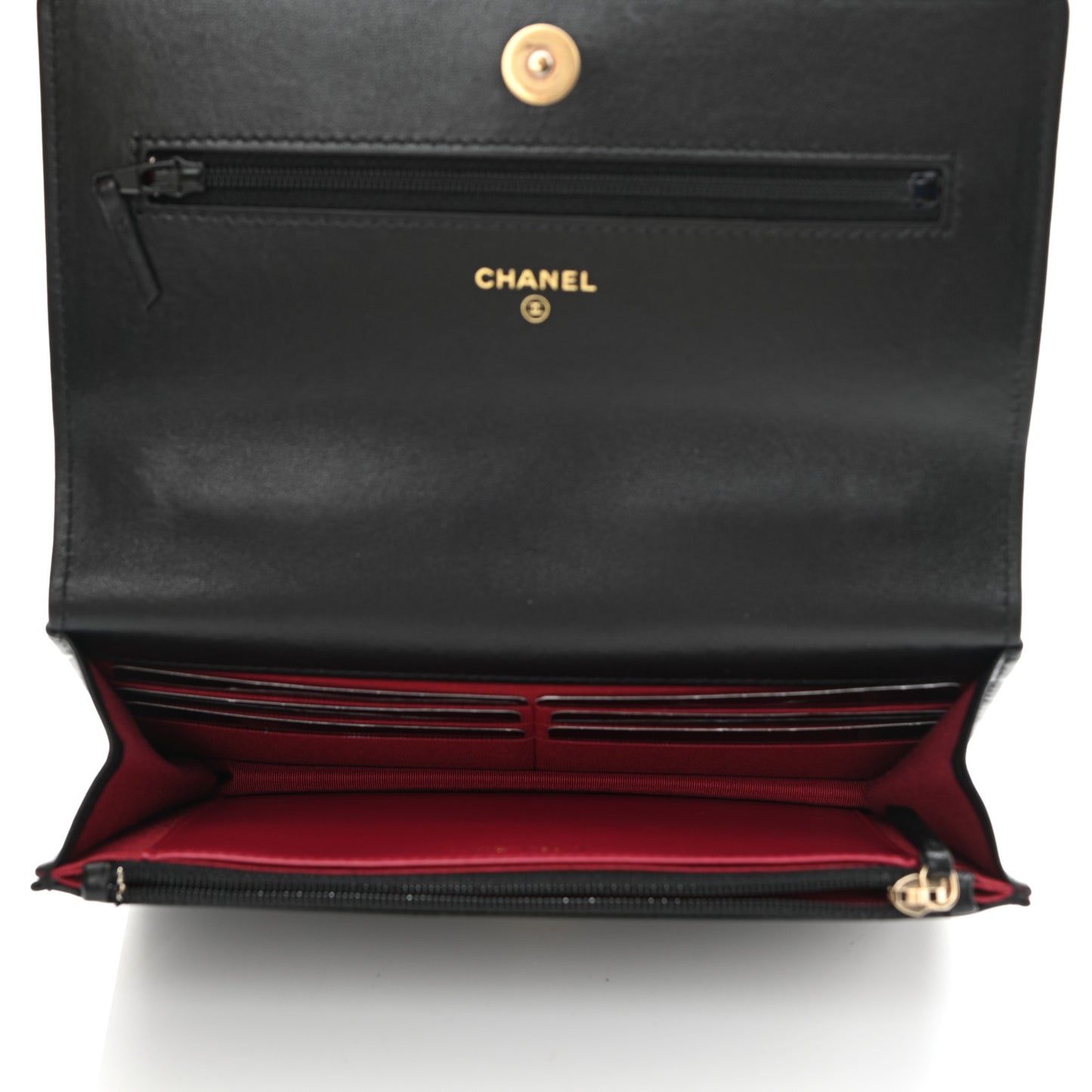 Lambskin Quilted Chanel 19 Wallet On Chain WOC Black