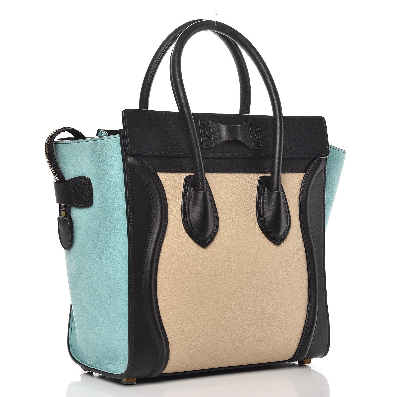 Celine Drummed Calfskin Micro Tri-Color Luggage Antarctic 3 of 9