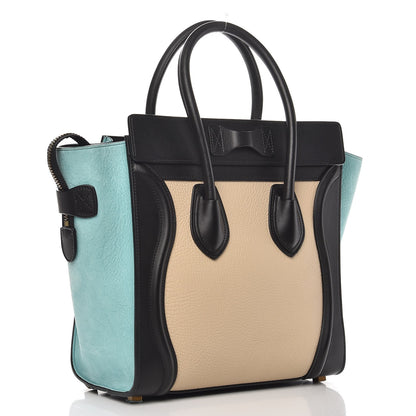 Celine Drummed Calfskin Micro Tri-Color Luggage Antarctic 3 of 9