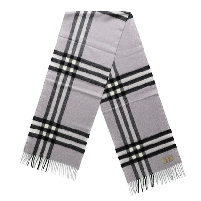 Burberry Cashmere Giant Check Fringe Scarf Dusty Lilac 1 of 4