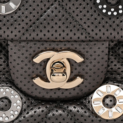 Chanel Perforated Metallic Lambskin Small CC Medals Flap Dark Silver 9 of 12