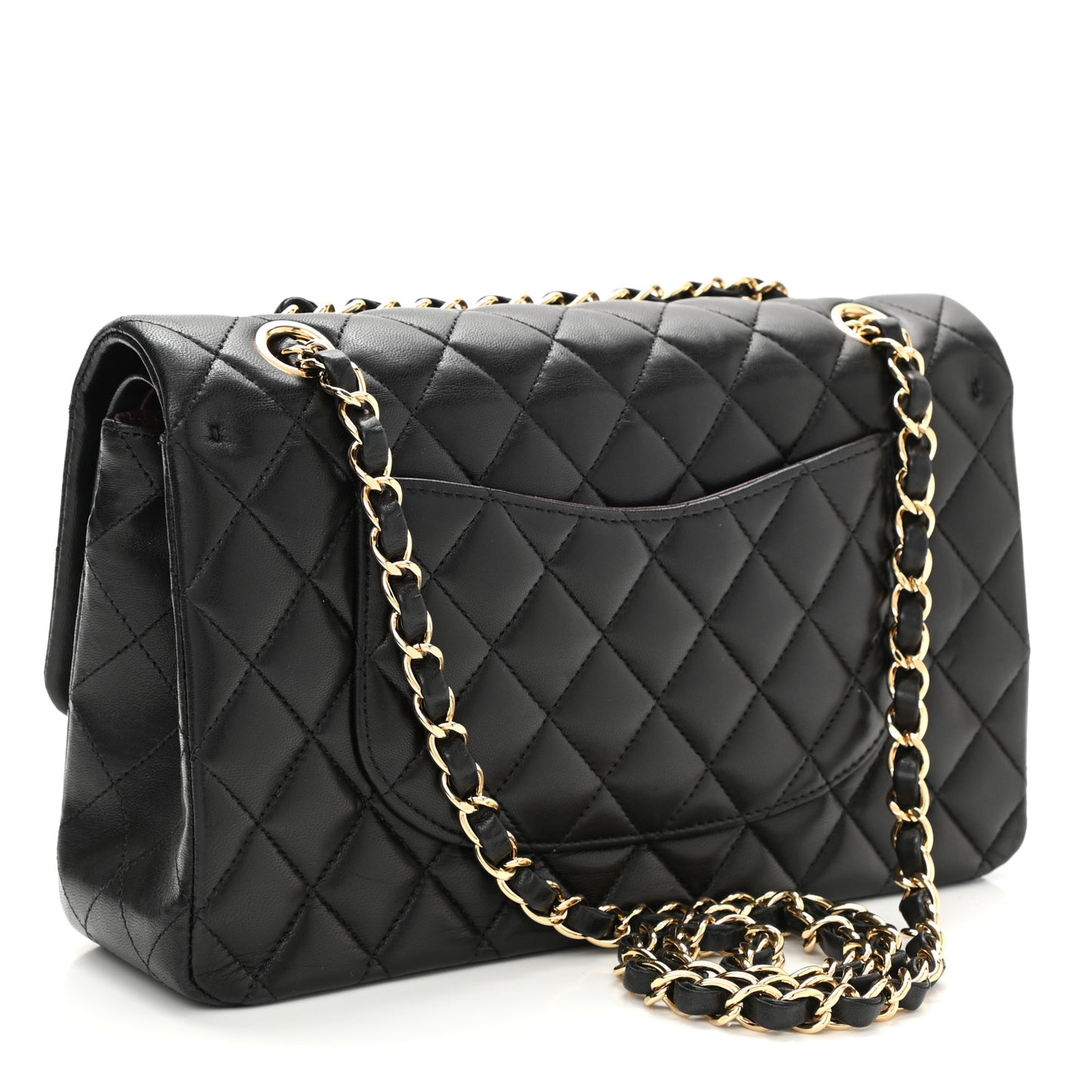 Lambskin Quilted Medium Double Flap Black