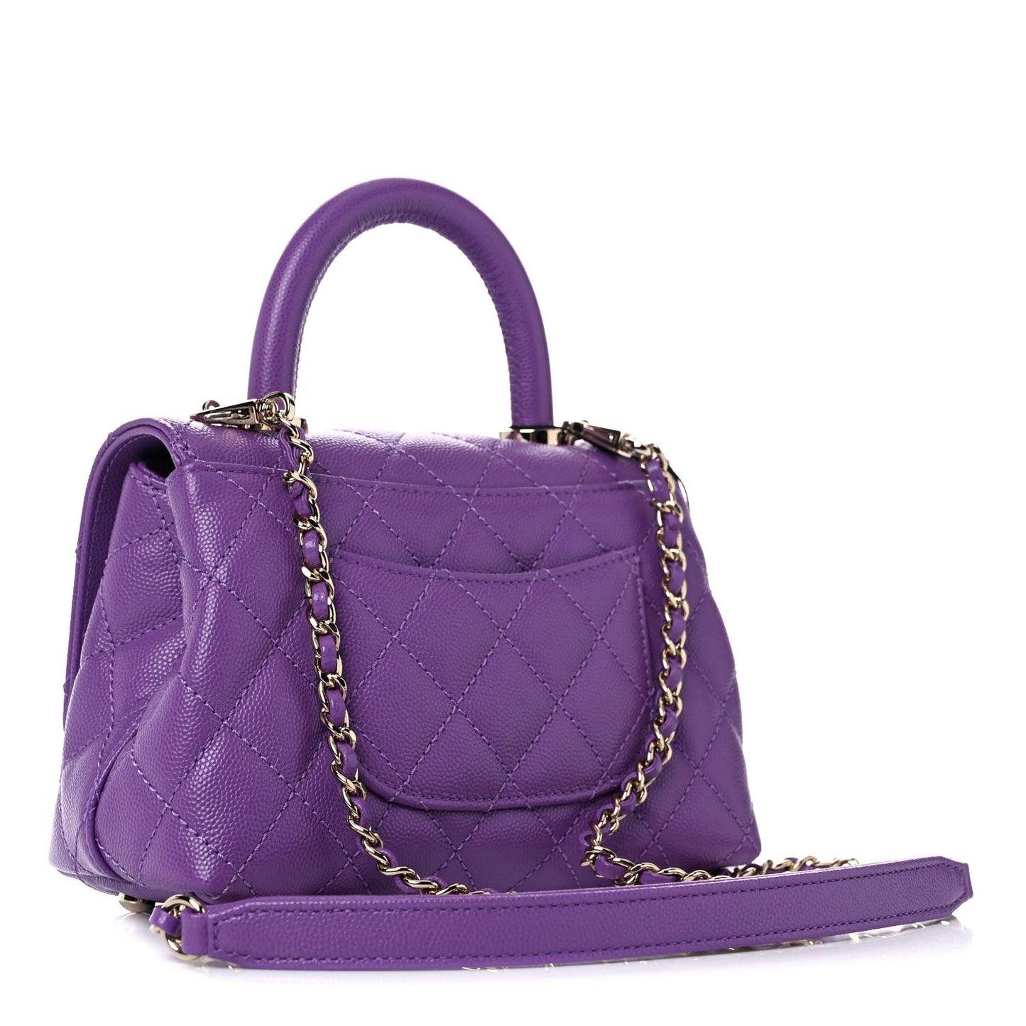 Caviar Quilted Extra Mini Coco Handle Flap Purple