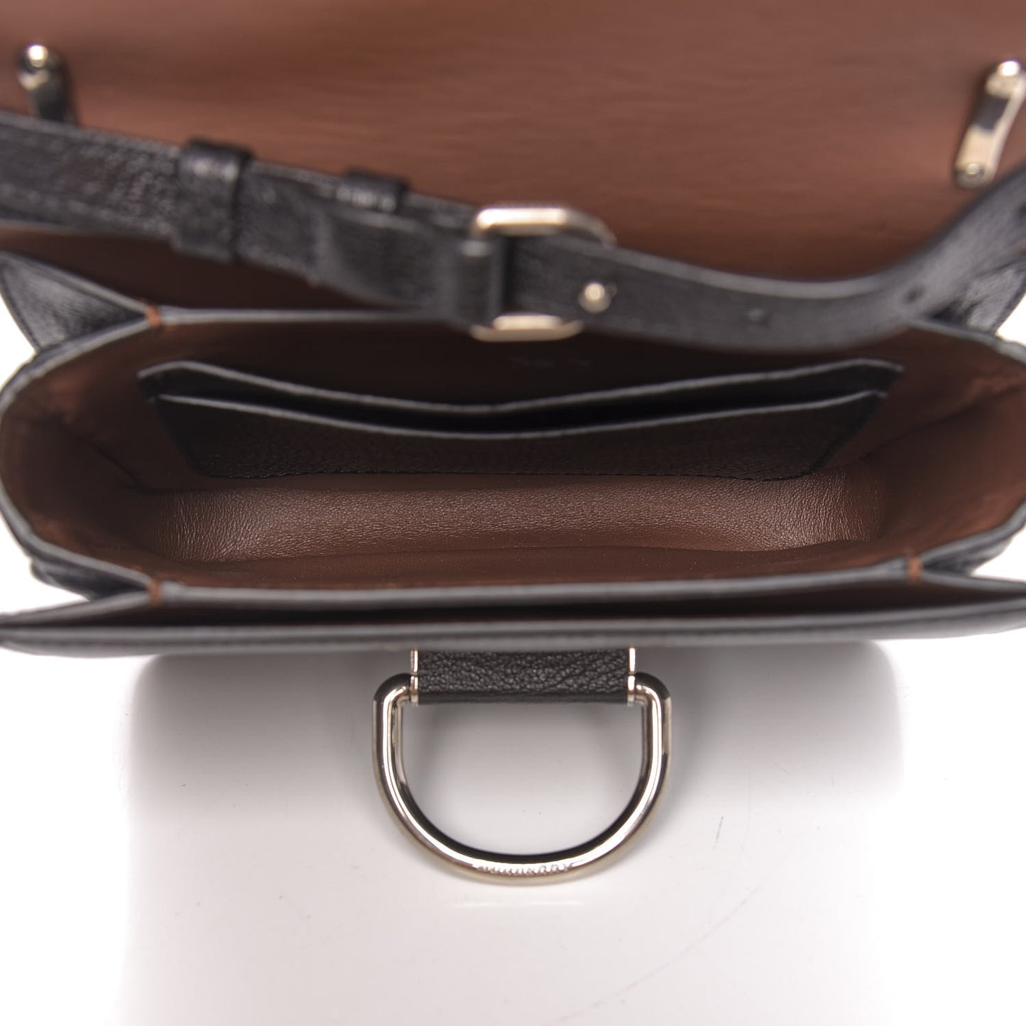 Calfskin Small D-Ring Bag Tan Black