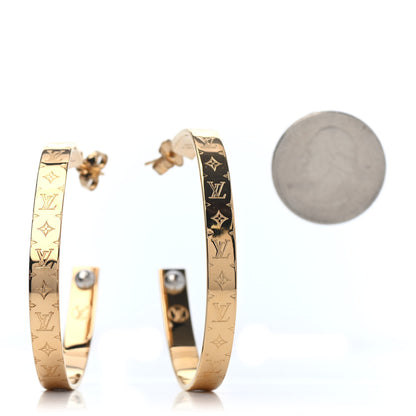 Louis Vuitton Nanogram Hoop Earrings Gold 2 of 5