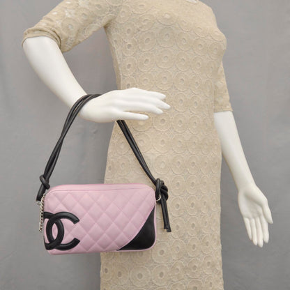 Chanel Calfskin Quilted Cambon Pochette Pink Black 2 of 9