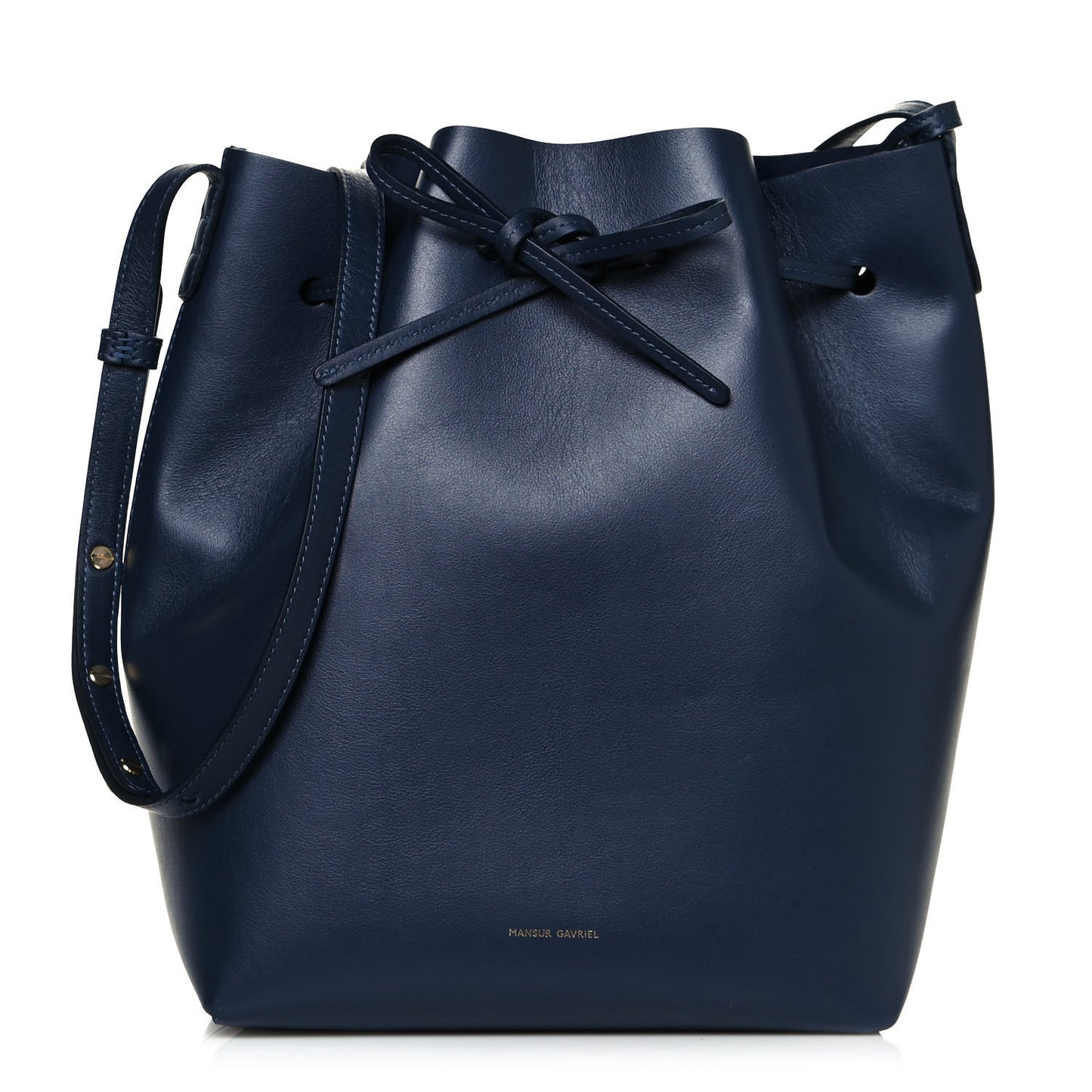 Vegetable Tanned Calfskin Bucket Bag Navy Blue