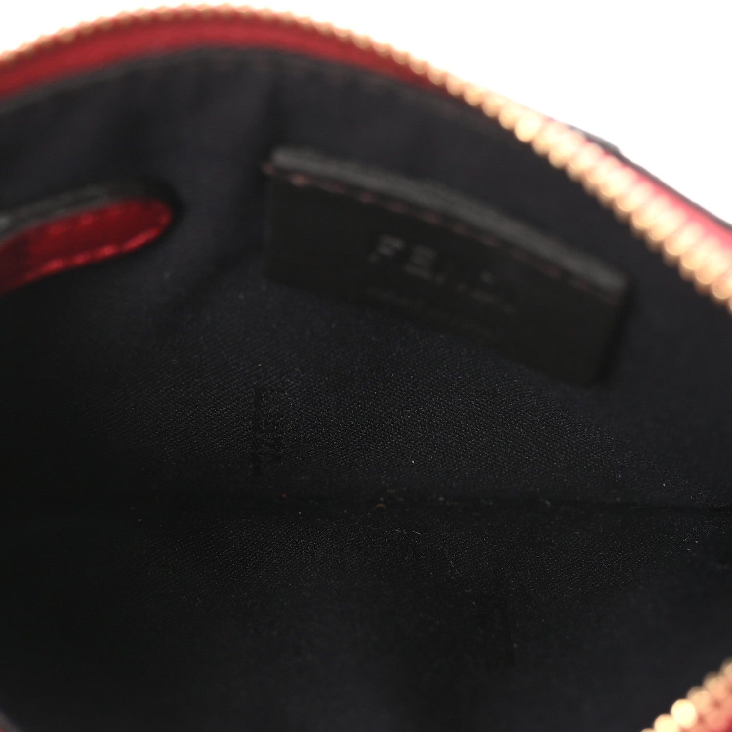 Fendi Vitello Cruise F is Fendi Bi-Color FF 1974 Embossed Key Case Pouch Maya Black Fragola 5 of 6