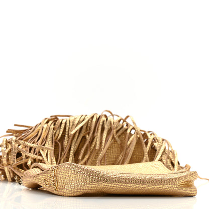 Christian Louboutin Metallic Calfskin Artemis Fringe Shoulder Bag Gold 4 of 9