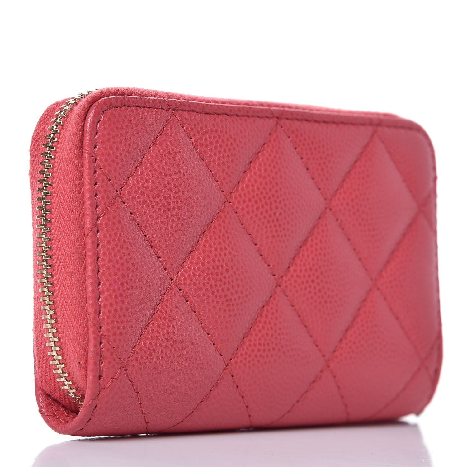 Chanel Caviar Quilted Zip Coin Purse Dark Pink 4 of 8