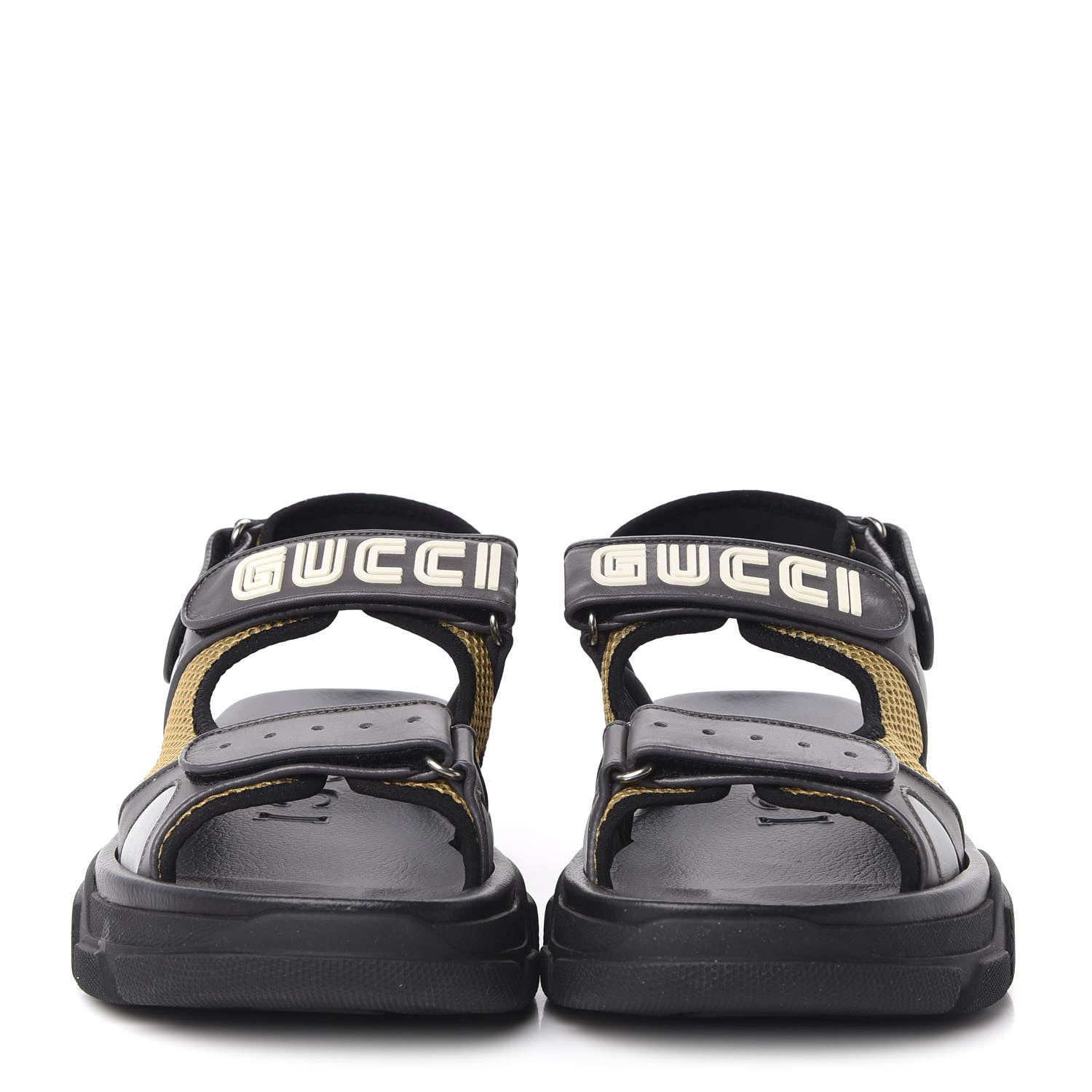 Gucci X SEGA Nappa Mesh Mens Aguru Sandals 11 Loess Black 2 of 9