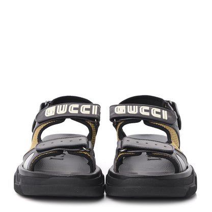 Gucci X SEGA Nappa Mesh Mens Aguru Sandals 11 Loess Black 2 of 9