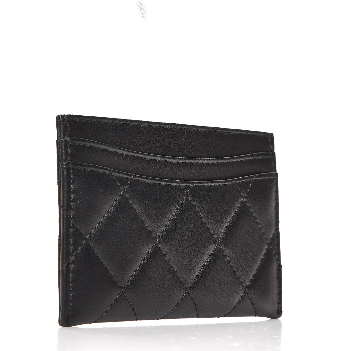 Lambskin Quilted Card Holder Black