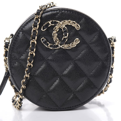 Chanel Caviar Quilted French New Wave Round Clutch With Chain Black 8 of 11