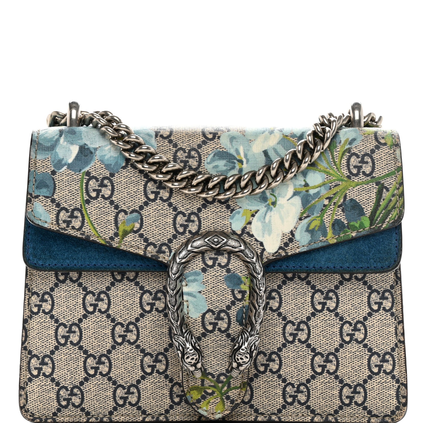 GG Supreme Monogram Blooms Mini Dionysus Shoulder Bag Beige Navy Vintage Blue