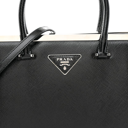 Prada Saffiano Vernice Top Handle Bag Black 7 of 10