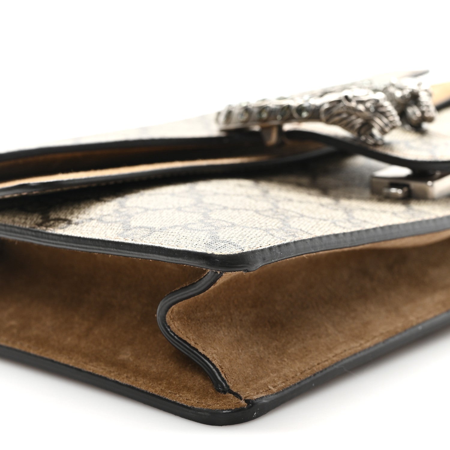 Gucci GG Supreme Monogram Suede Crystal Small Dionysus Shoulder Bag Beige Ebony Taupe 9 of 11