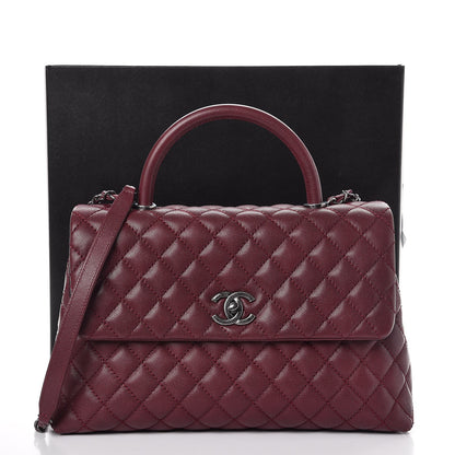 Chanel Caviar Quilted Medium Coco Handle Flap Burgundy 8 of 8