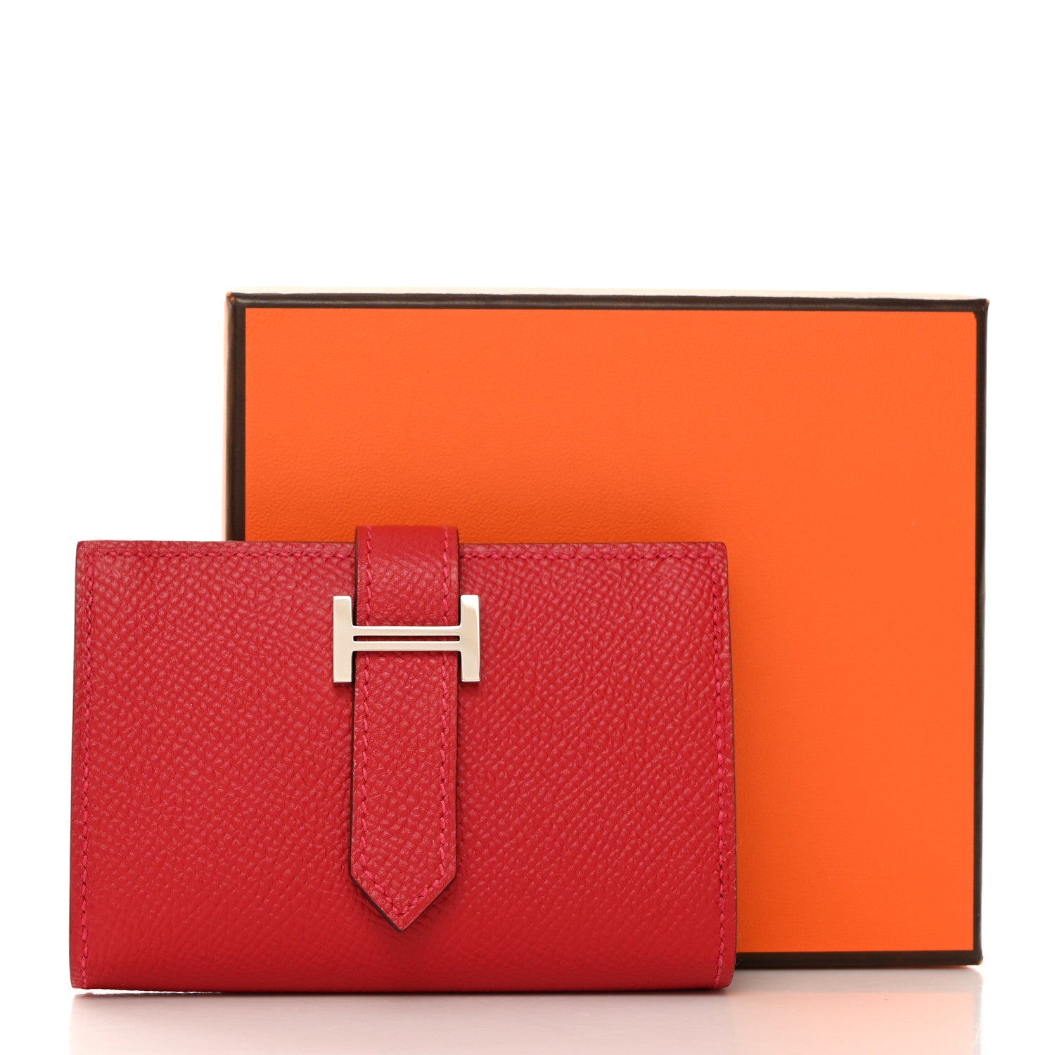 Hermes Epsom Mini Bearn Wallet Rouge Casaque 8 of 8