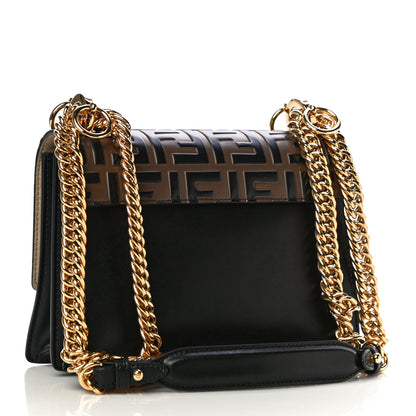 Fendi Vitello Liberty Bi-Color FF 1974 Embossed Small Kan I Shoulder Bag Black Maya 3 of 12