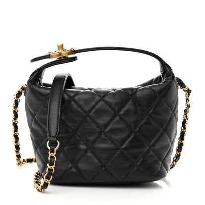 Chanel Lambskin Quilted Small Perfect Meeting Hobo Black 1 of 10