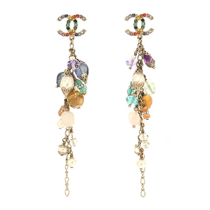 Chanel Crystal Pearl Over The Rainbow CC Long Drop Earrings Multicolor 1 of 4