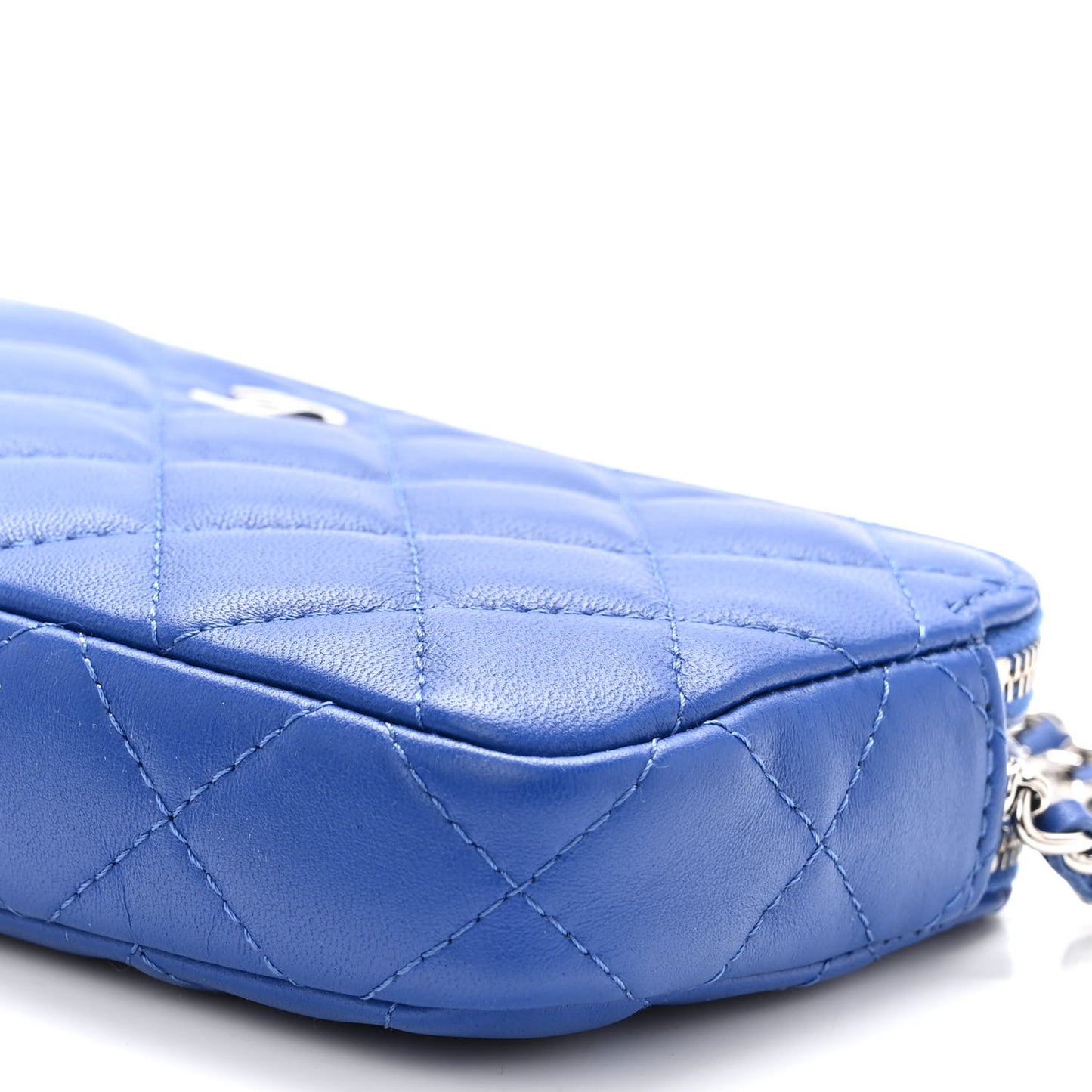 Lambskin Quilted Small Clutch With Chain Blue