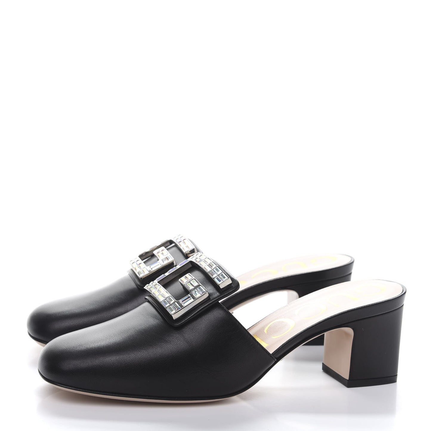 Malaga Kid Crystal Square G Madelyn 60mm Mules 37.5 Black