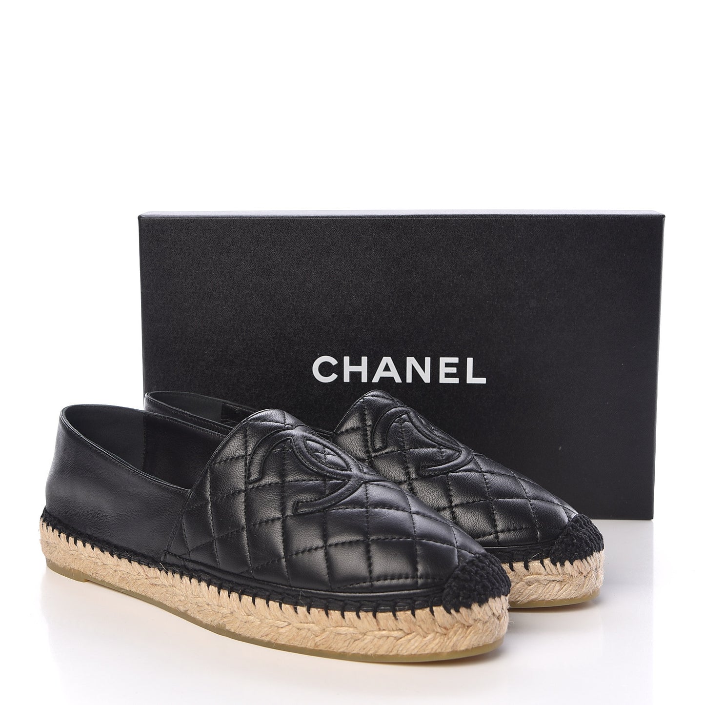 Lambskin Quilted CC Espadrilles 40 Black