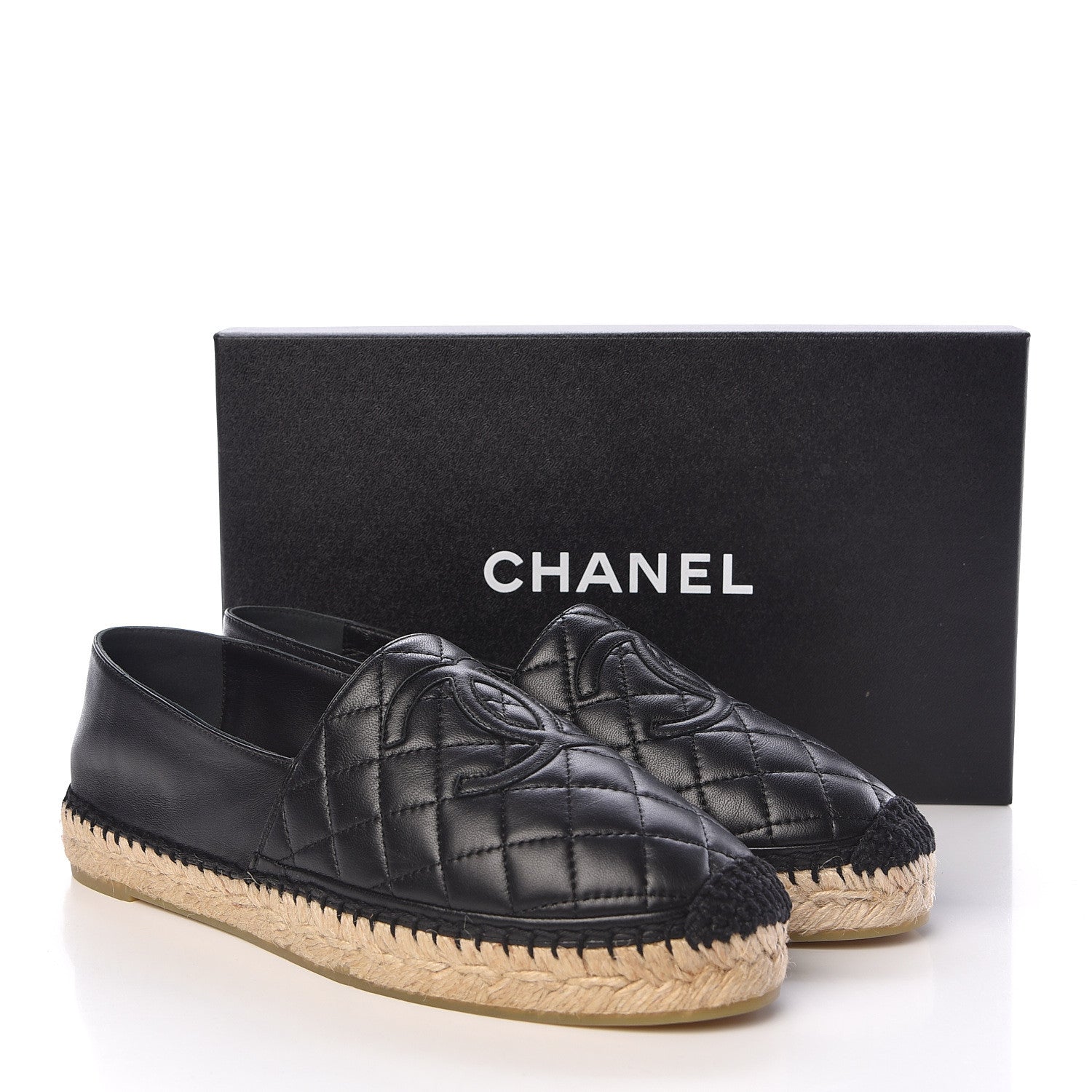 Chanel Lambskin Quilted CC Espadrilles 40 Black 11 of 11