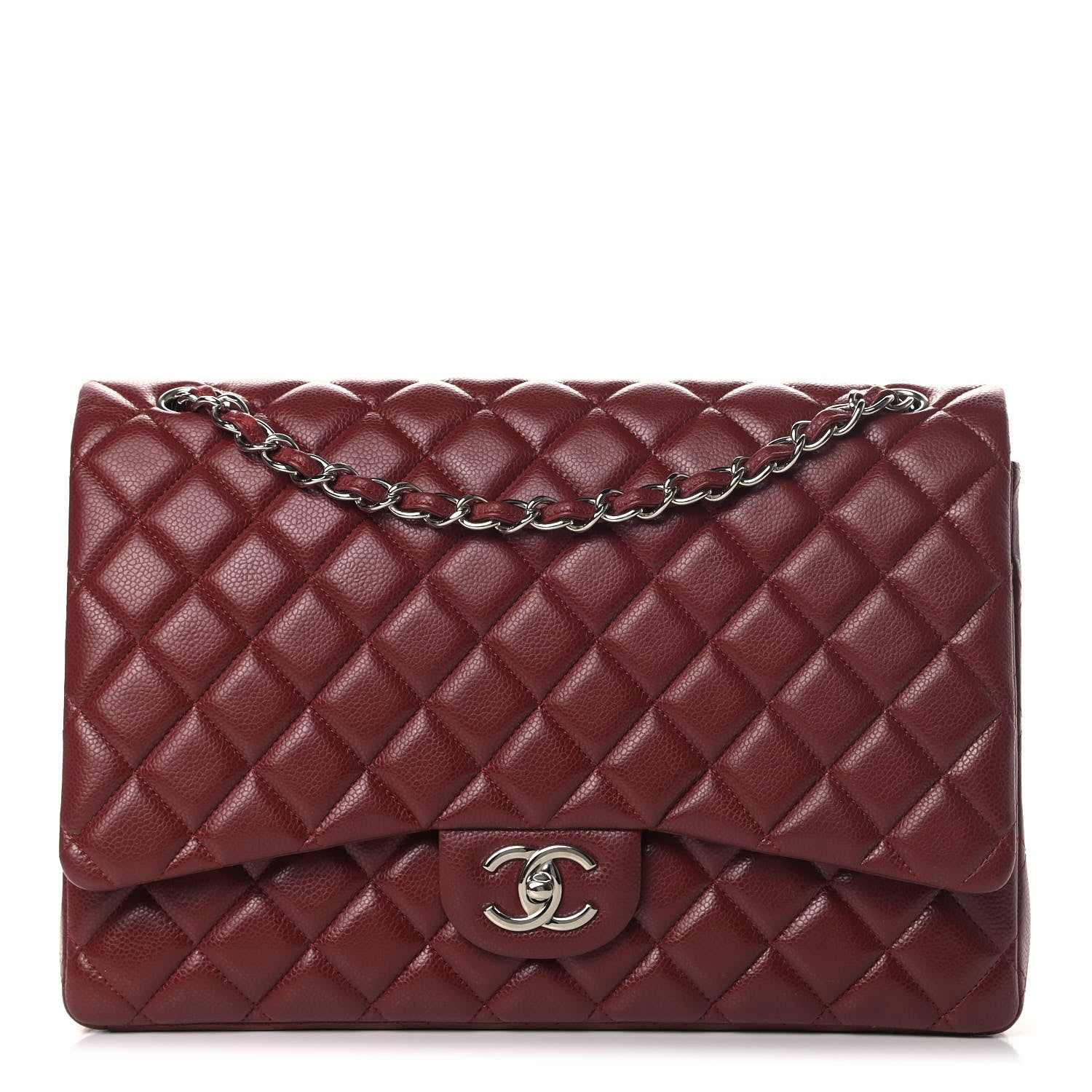 Chanel Caviar Quilted Maxi Double Flap Dark Red 1 of 13