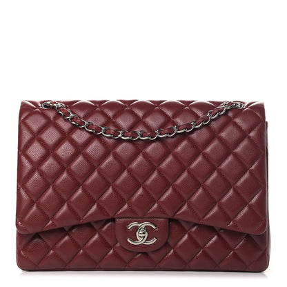 Chanel Caviar Quilted Maxi Double Flap Dark Red 1 of 13