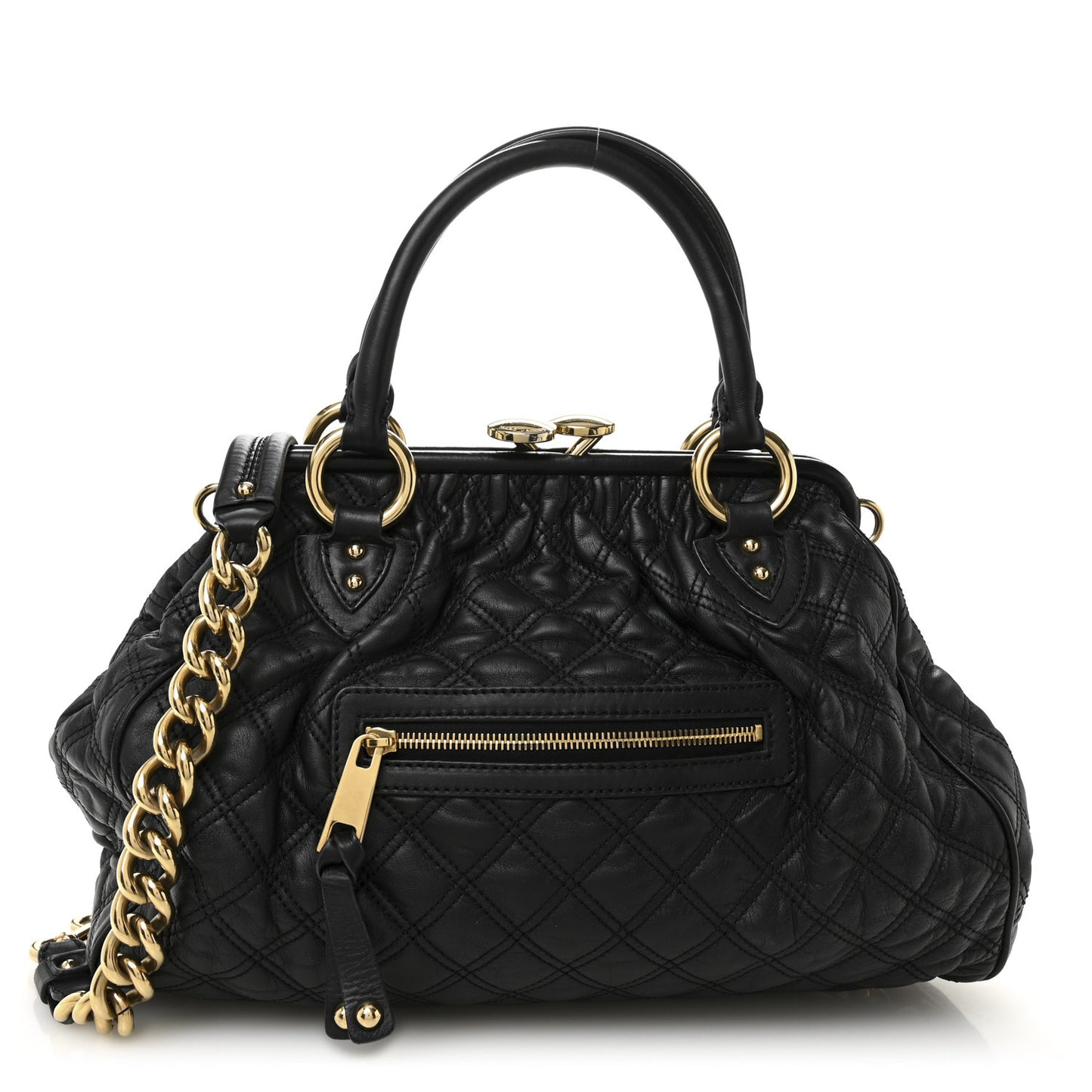 Calfskin Quilted Stam Black