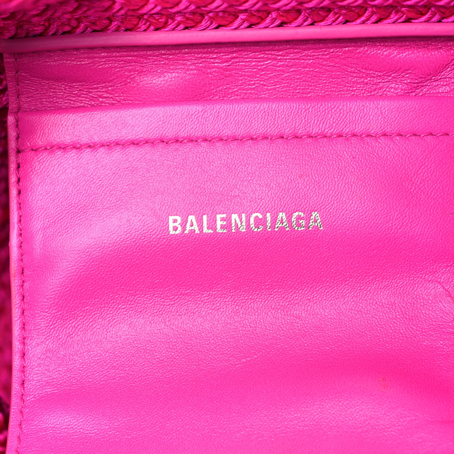 Nylon Lambskin Woven Small Ibiza Basket With Strap Lipstick Pink