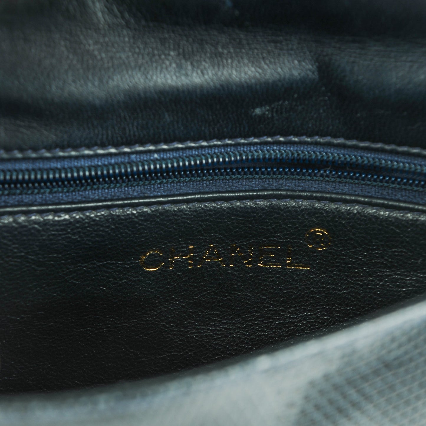 Lizard Mini Flap Shoulder Bag Navy