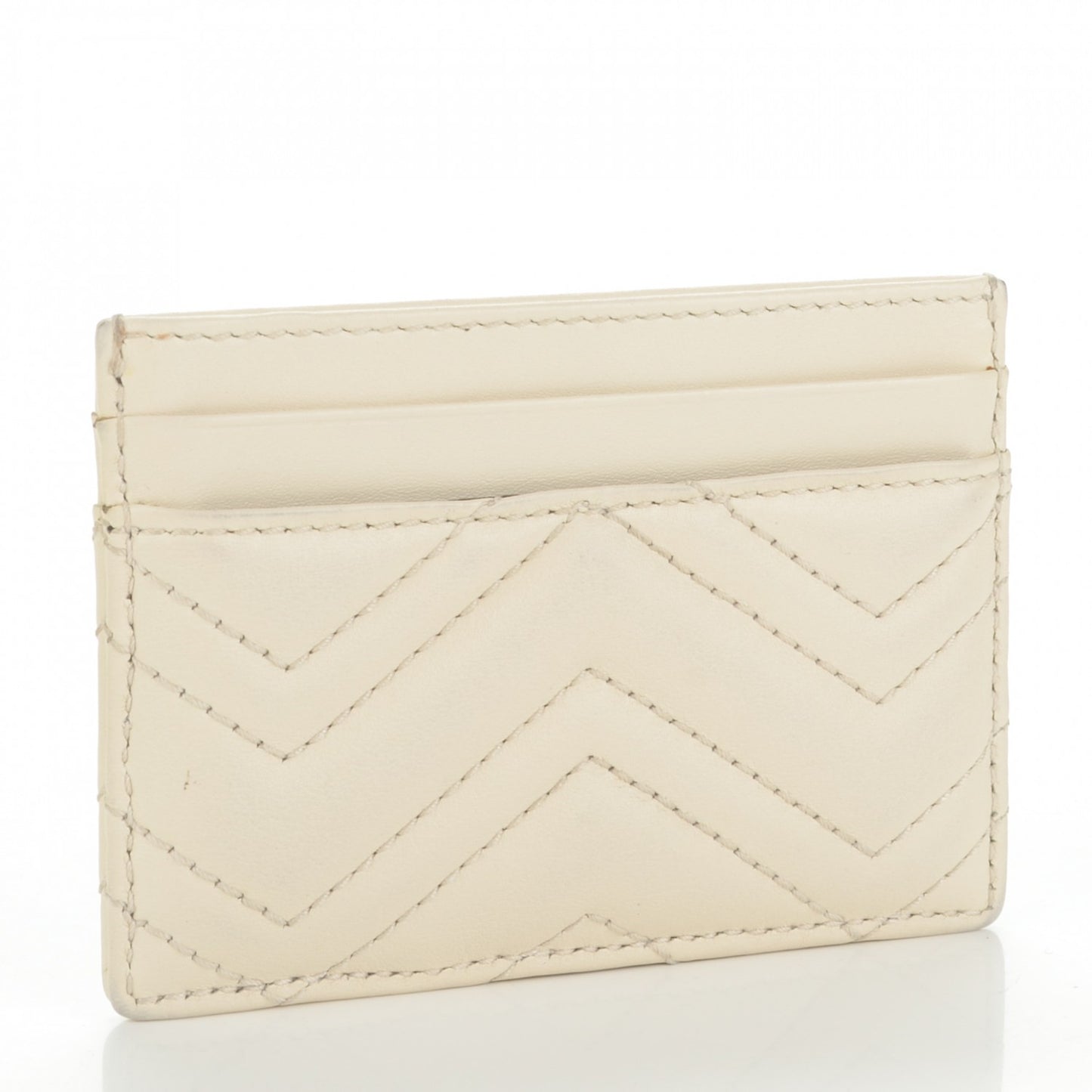 Calfskin Matelasse GG Marmont Card Holder White