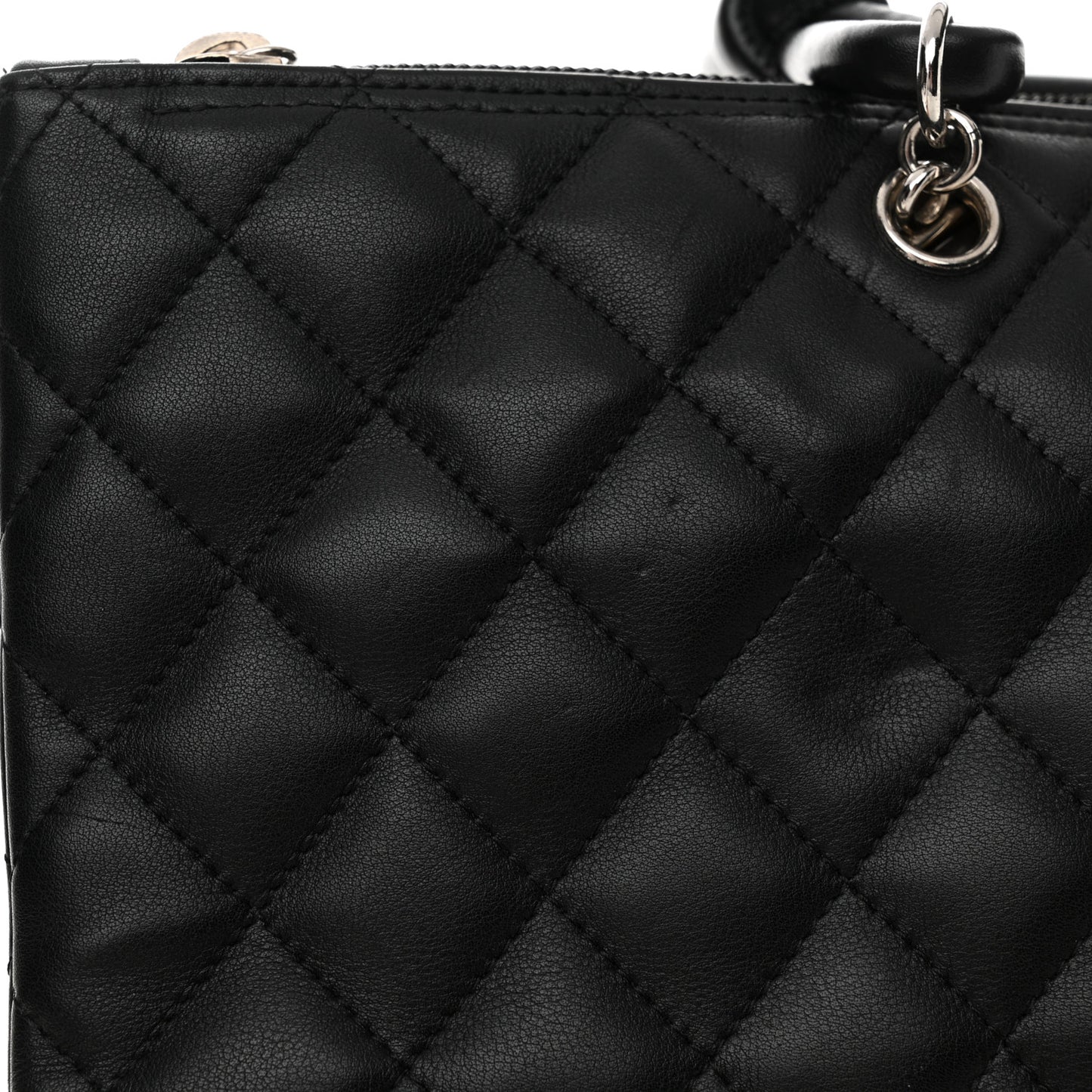 Calfskin Cambon Flat Tote Black Grey