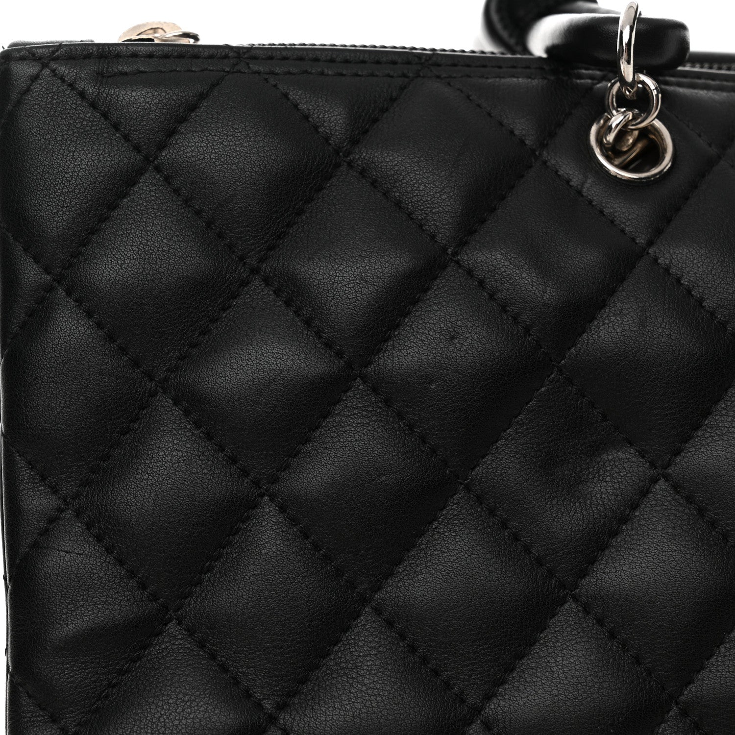 Chanel Calfskin Cambon Flat Tote Black Grey 16 of 17