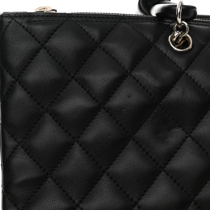Chanel Calfskin Cambon Flat Tote Black Grey 16 of 17