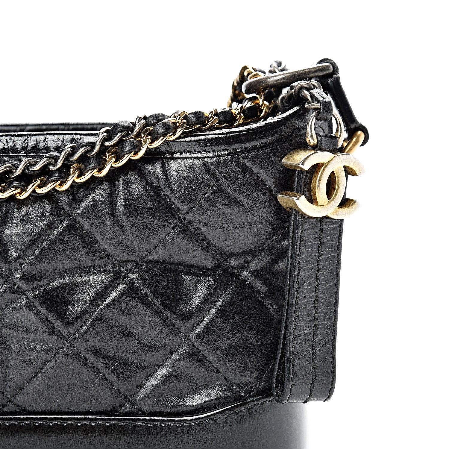 Chanel Aged Calfskin Quilted Small Gabrielle Hobo Black 7 of 13
