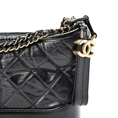 Chanel Aged Calfskin Quilted Small Gabrielle Hobo Black 7 of 13